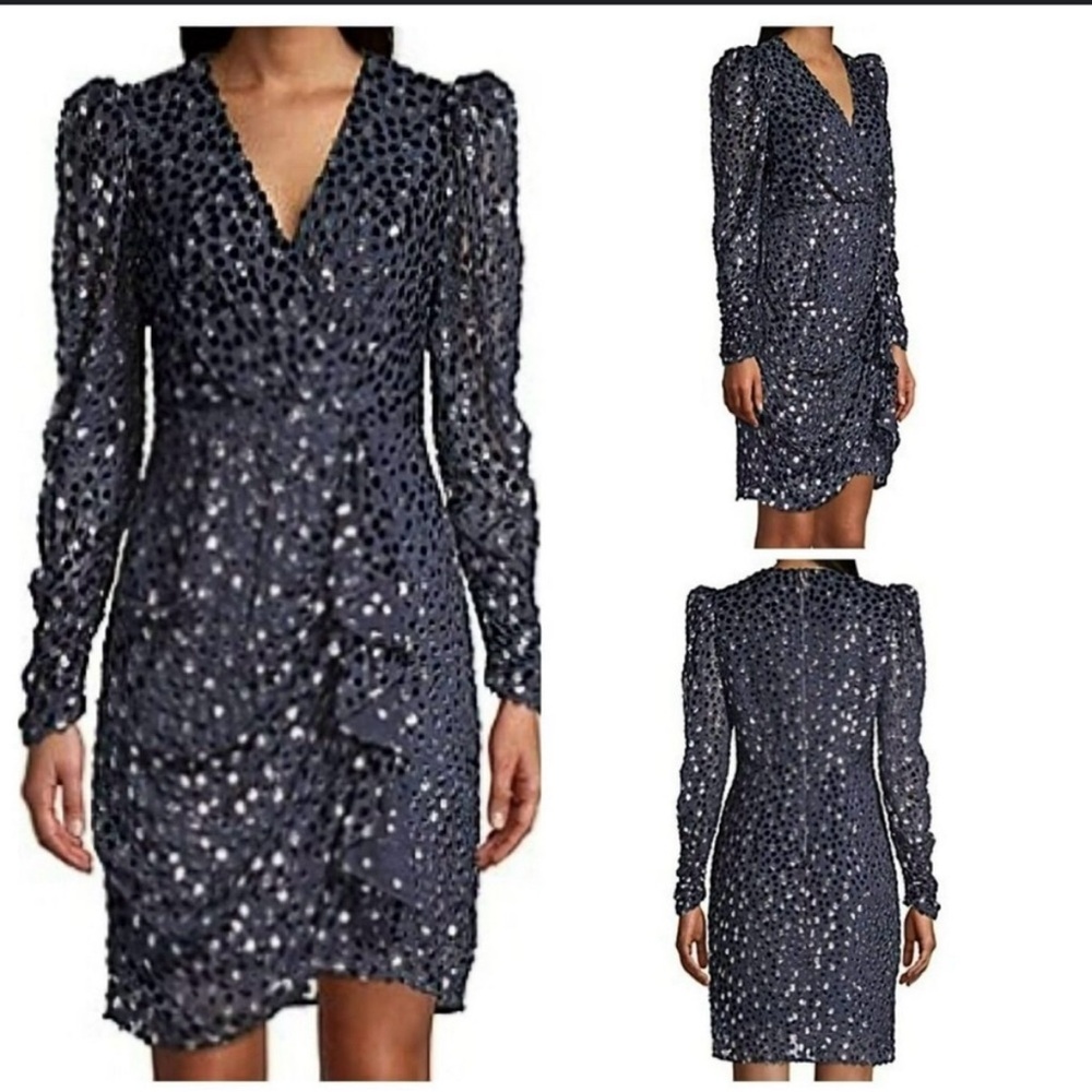 Kate Spade Navy and silver metallic Long Sleeve Dress - Picture 2 of 9